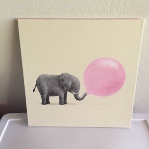 Jumbo Elephant Bubble Gum Canvas Print 18x18x.75